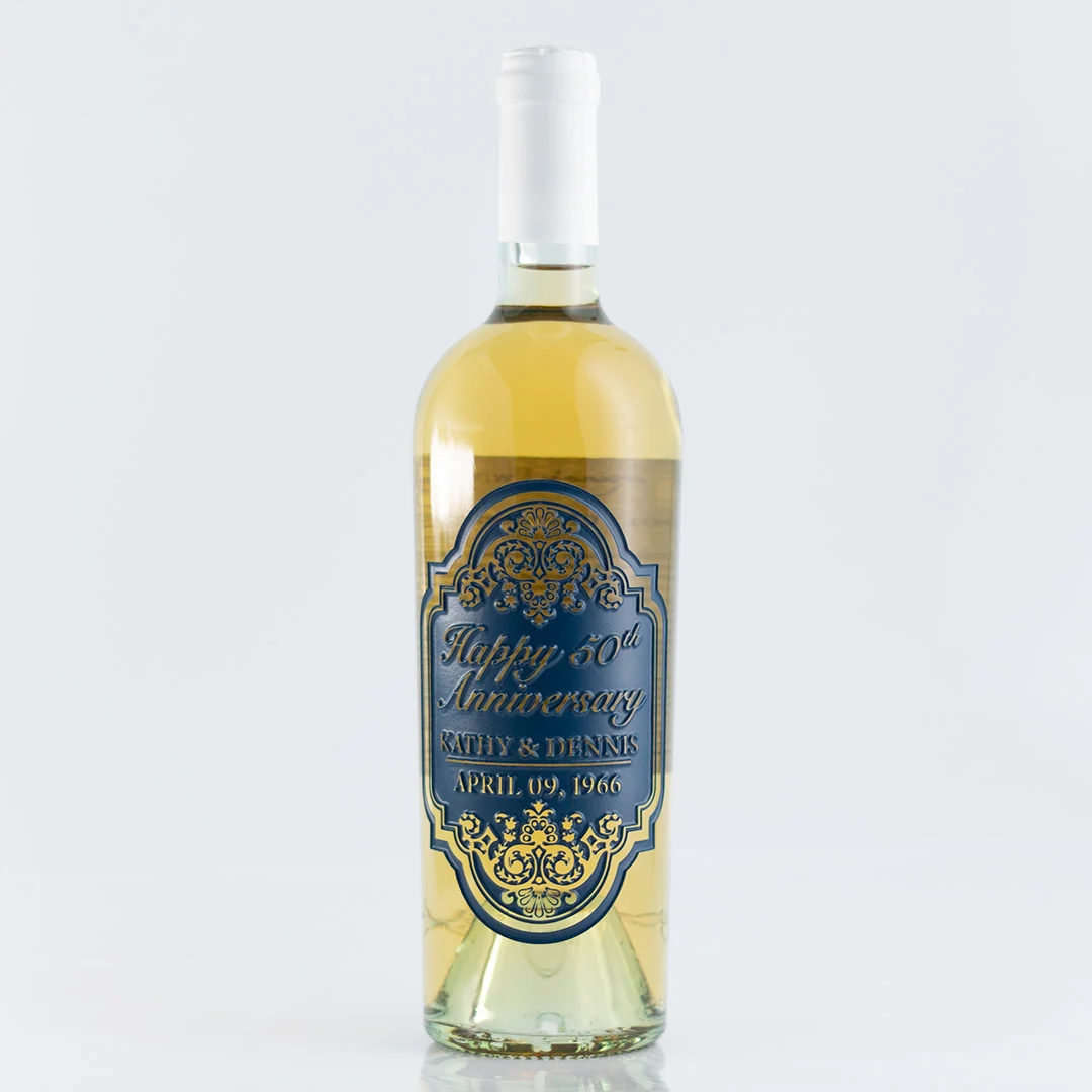 Anniversary Ornate Frame Chardonnay Custom Etched Wine - Image 3