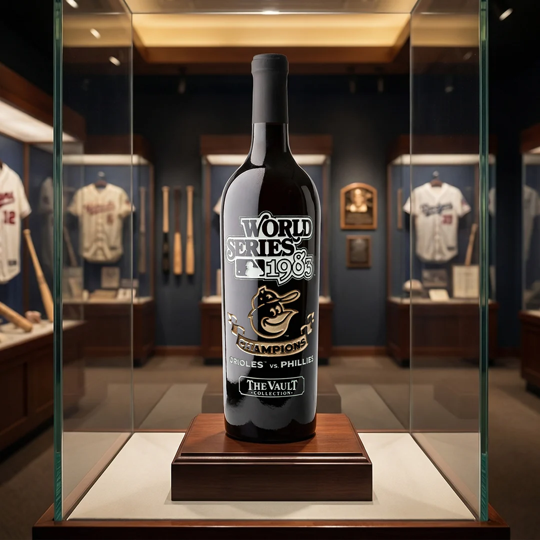 Baltimore Orioles 1983 World Series Vault Etched Wine - Image 5