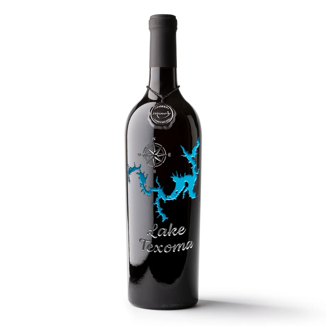 Lake Texoma Etched Wine