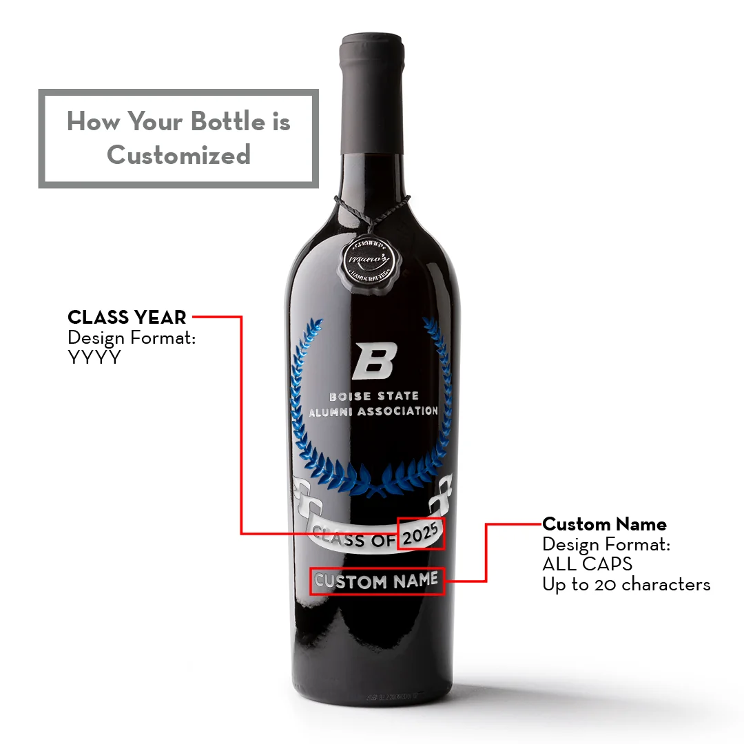 Boise State Custom Alumni Association Etched Wine - Image 3