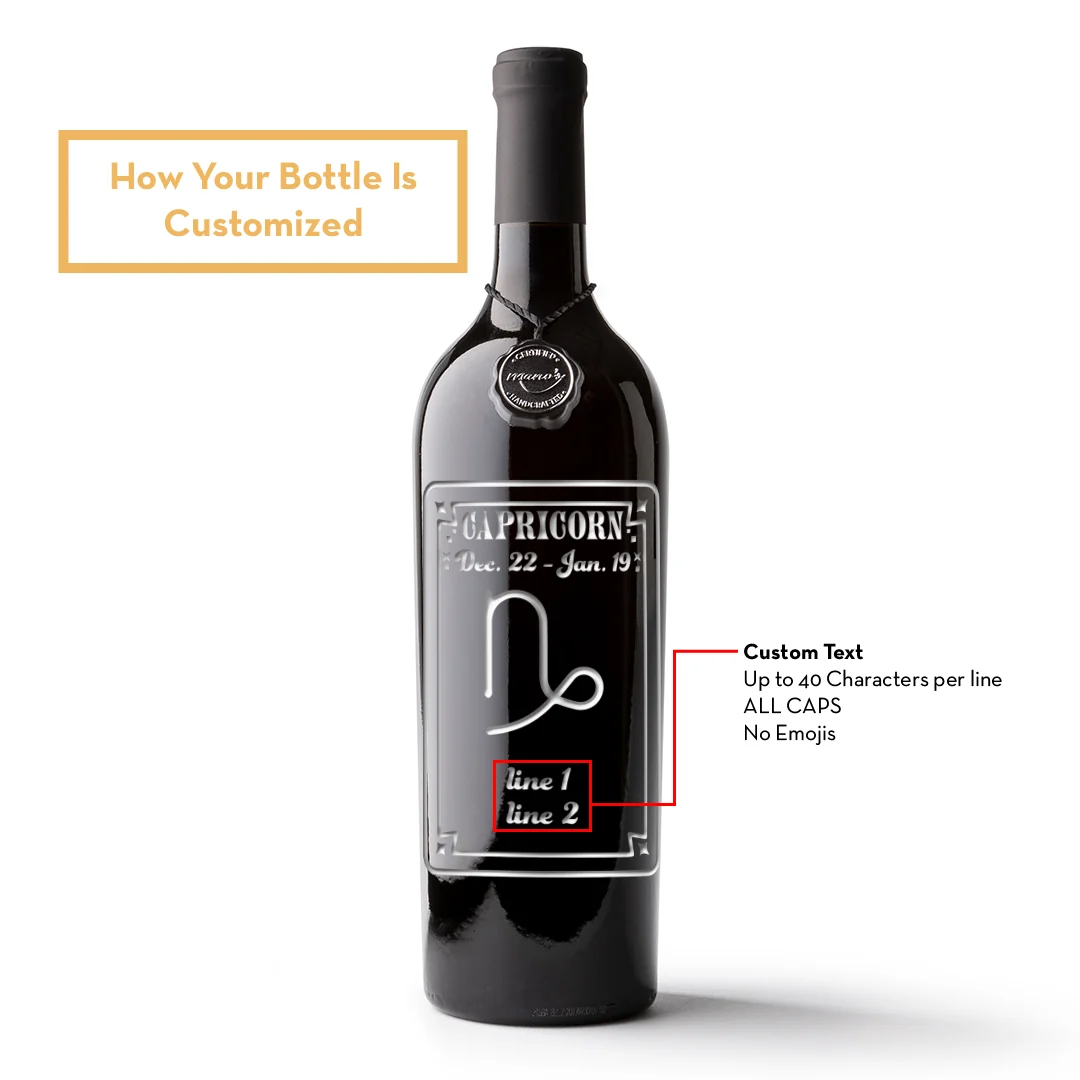 Capricorn Custom Etched Wine Bottle - Image 2