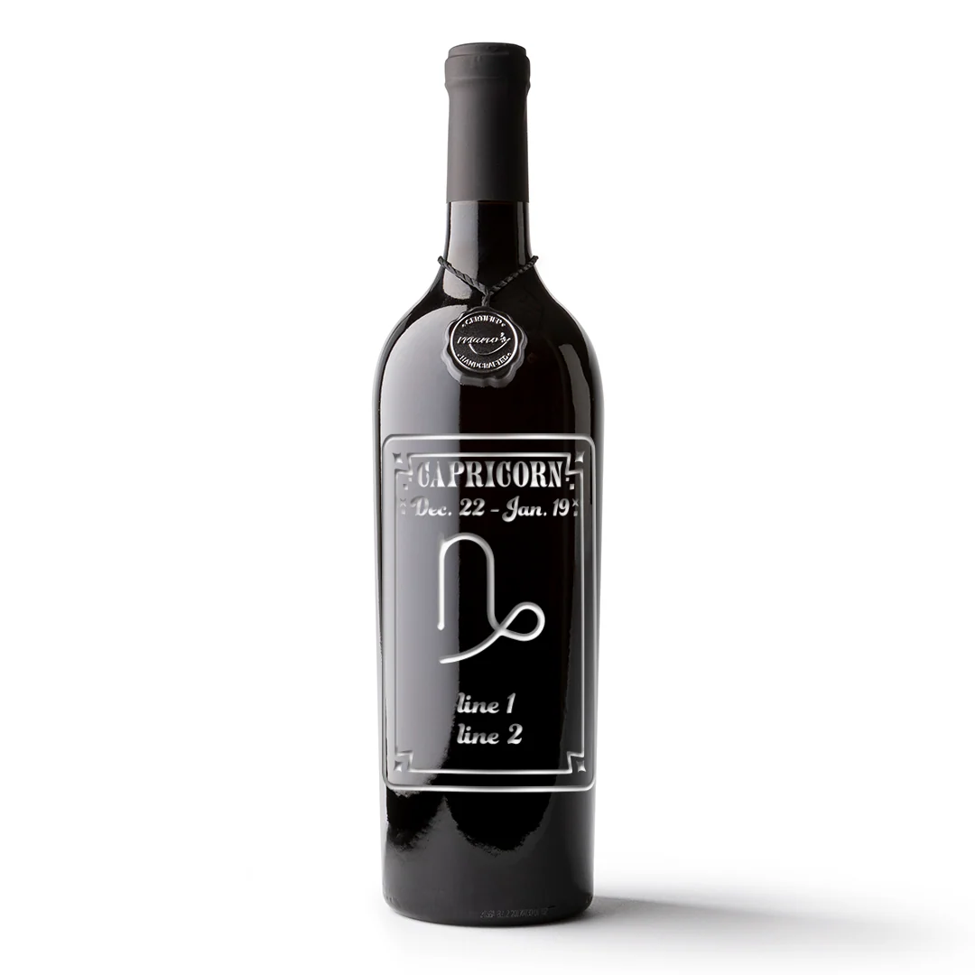 Capricorn Custom Etched Wine Bottle - Image 3