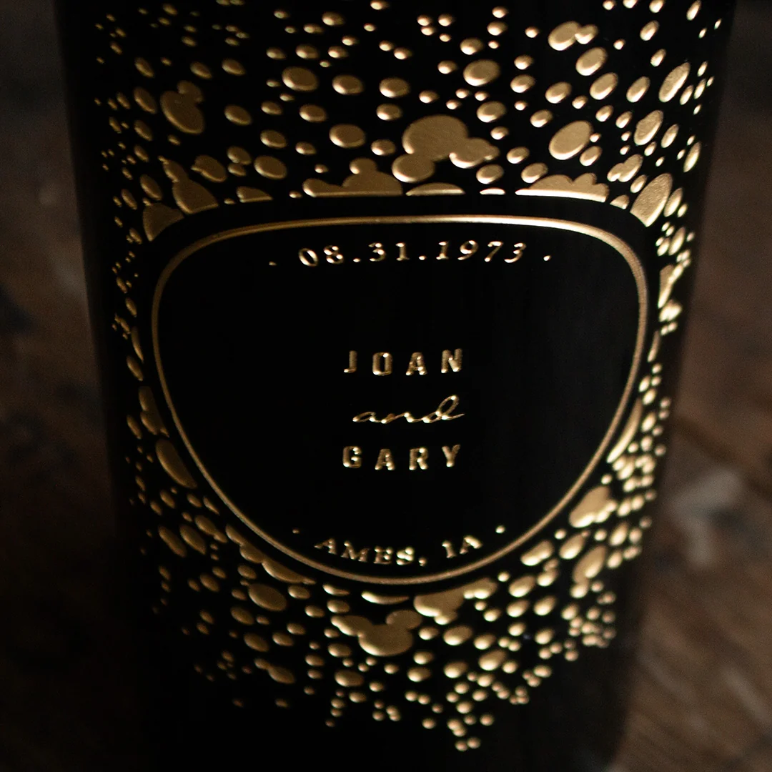 Celebration Circle Frame Custom Etched Wine Bottle - Image 3