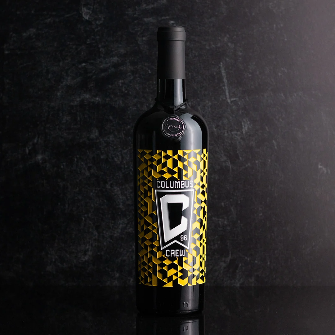 Columbus Crew Pattern Etched Wine - Image 3
