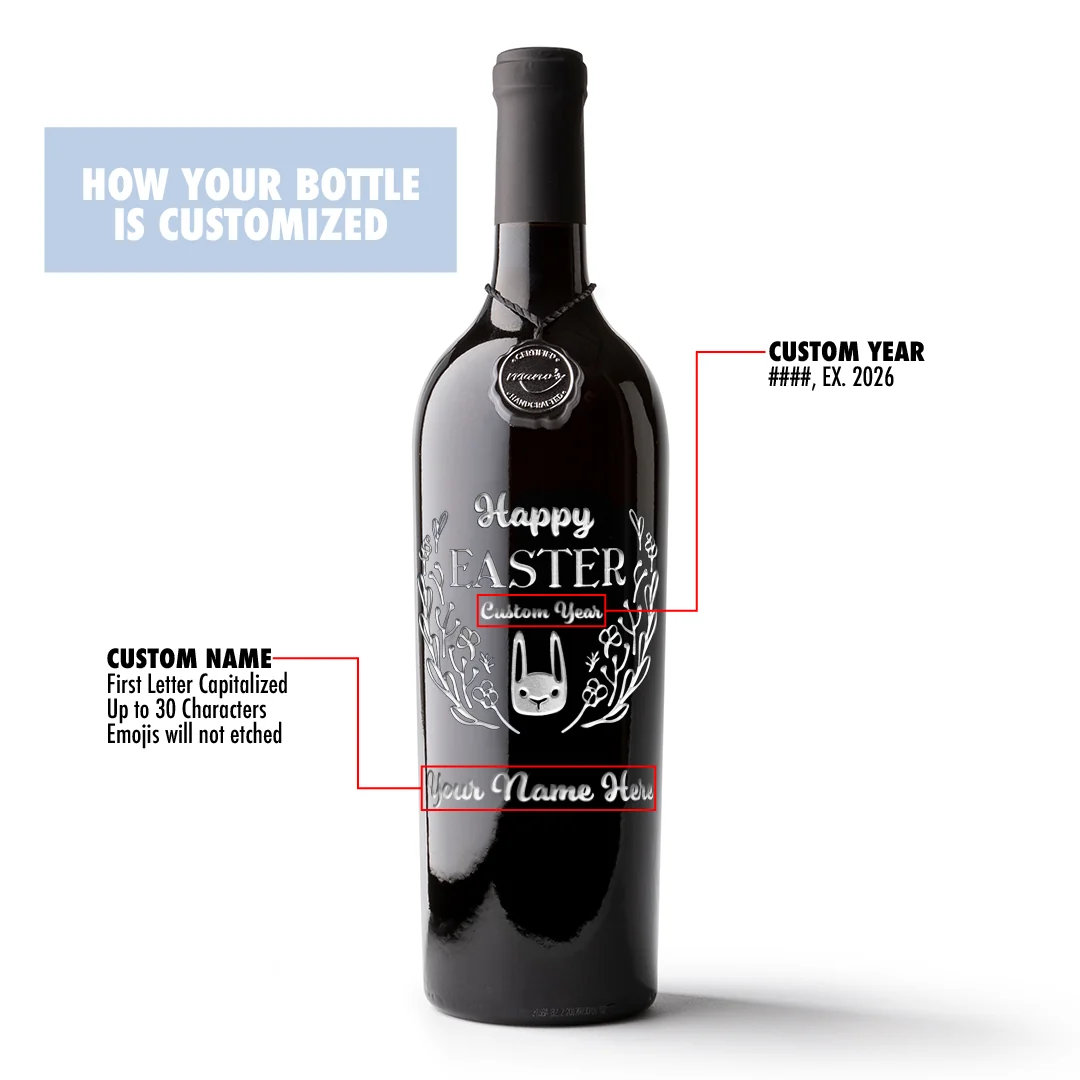 Happy Easter Custom Etched Wine - Image 2