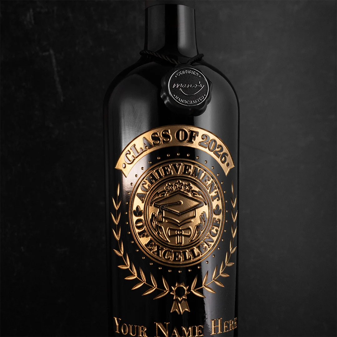 Custom Graduation Laurel Etched Wine - Image 6
