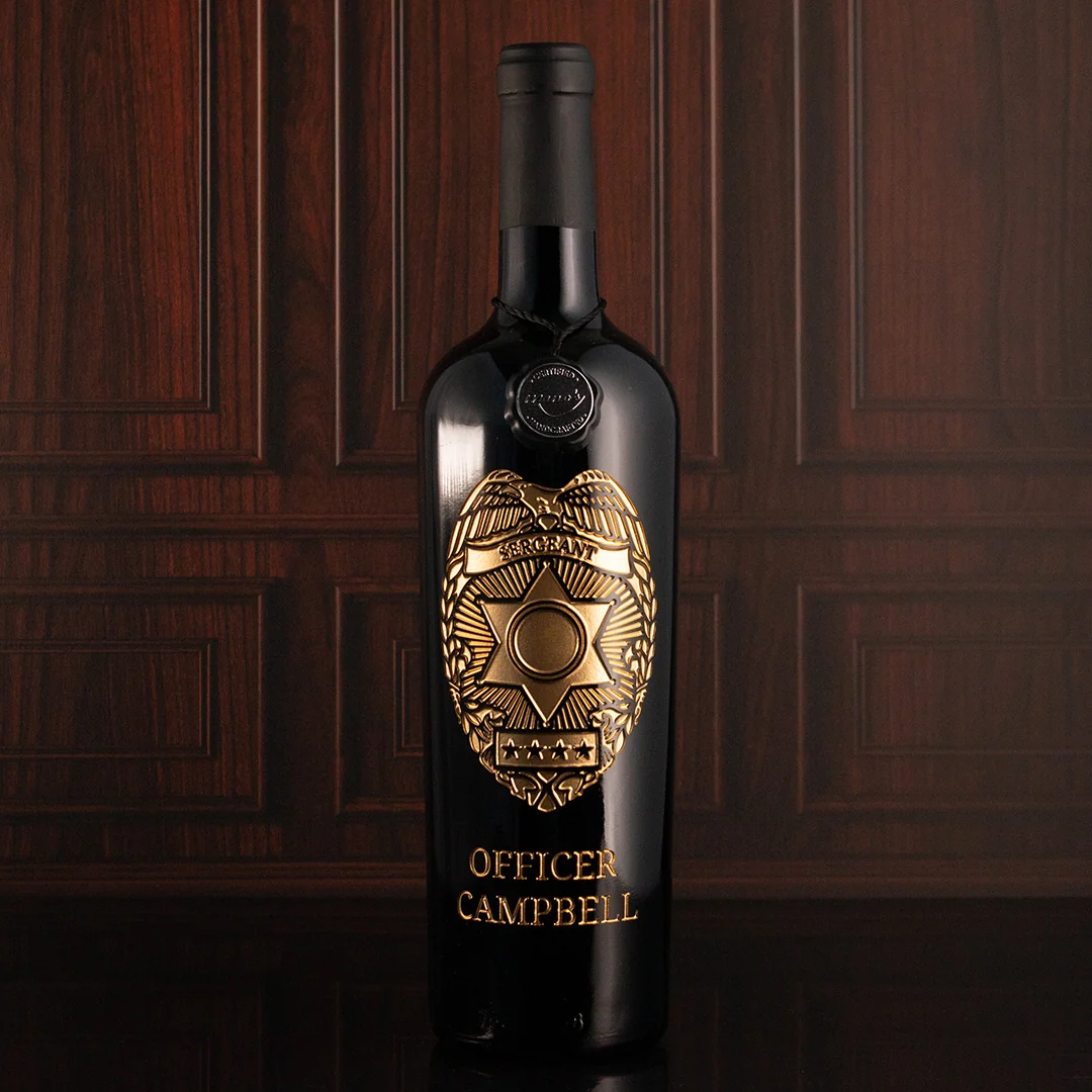 Custom Police Badge Etched Wine - Image 4