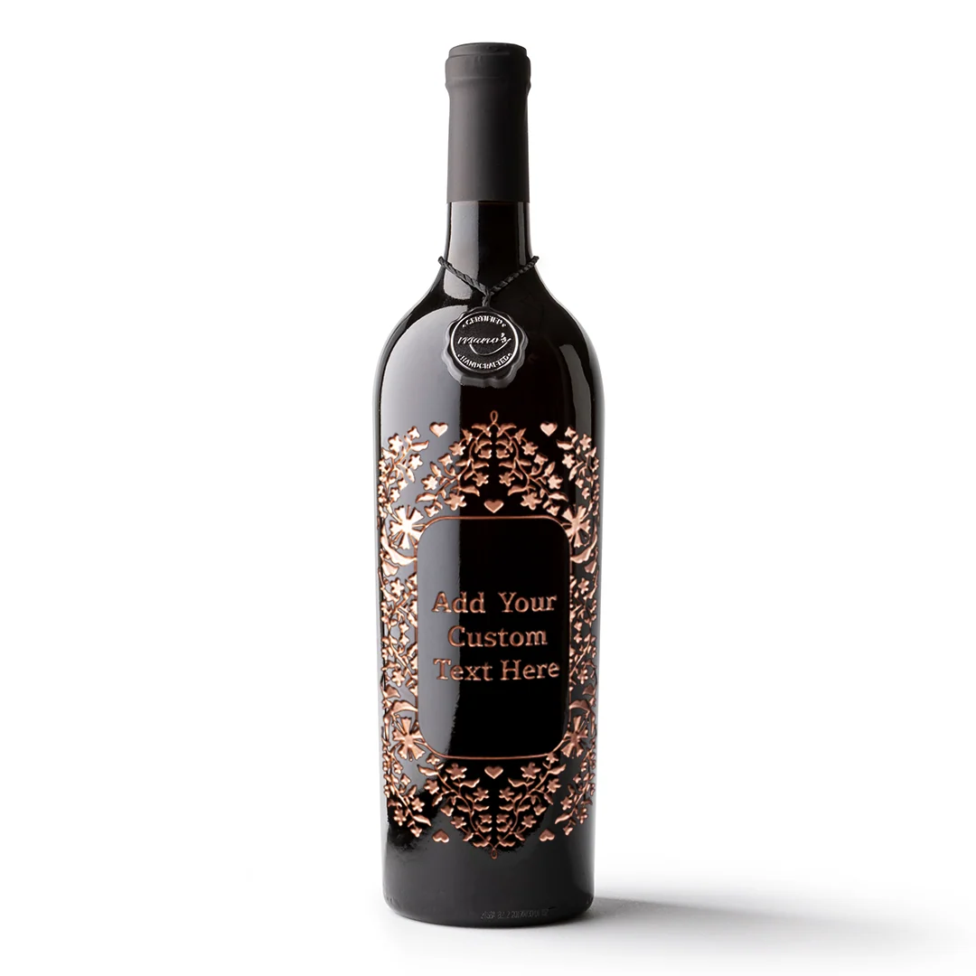 Custom Text Frame Etched Wine Bottle - Image 13