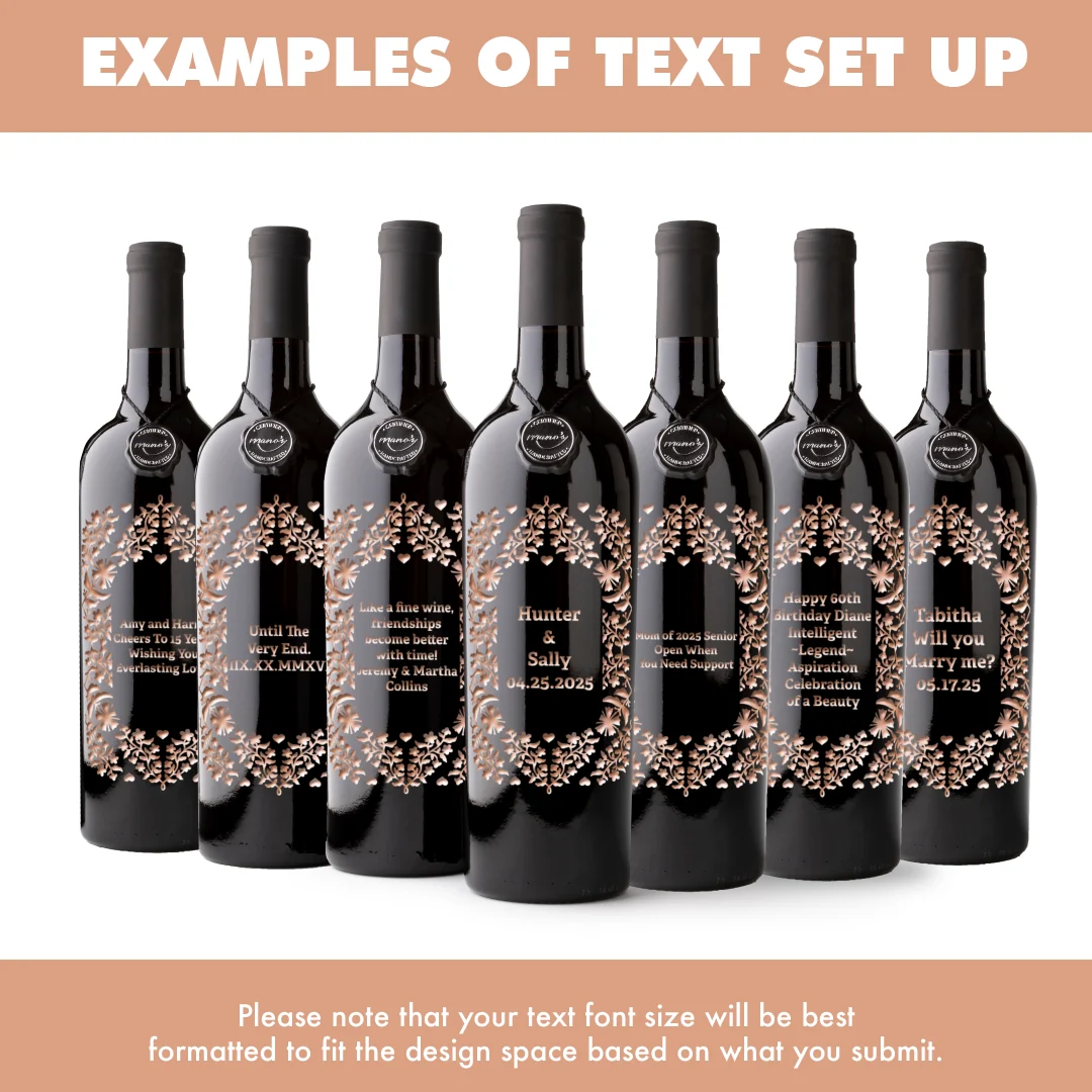 Custom Text Frame Etched Wine Bottle - Image 5