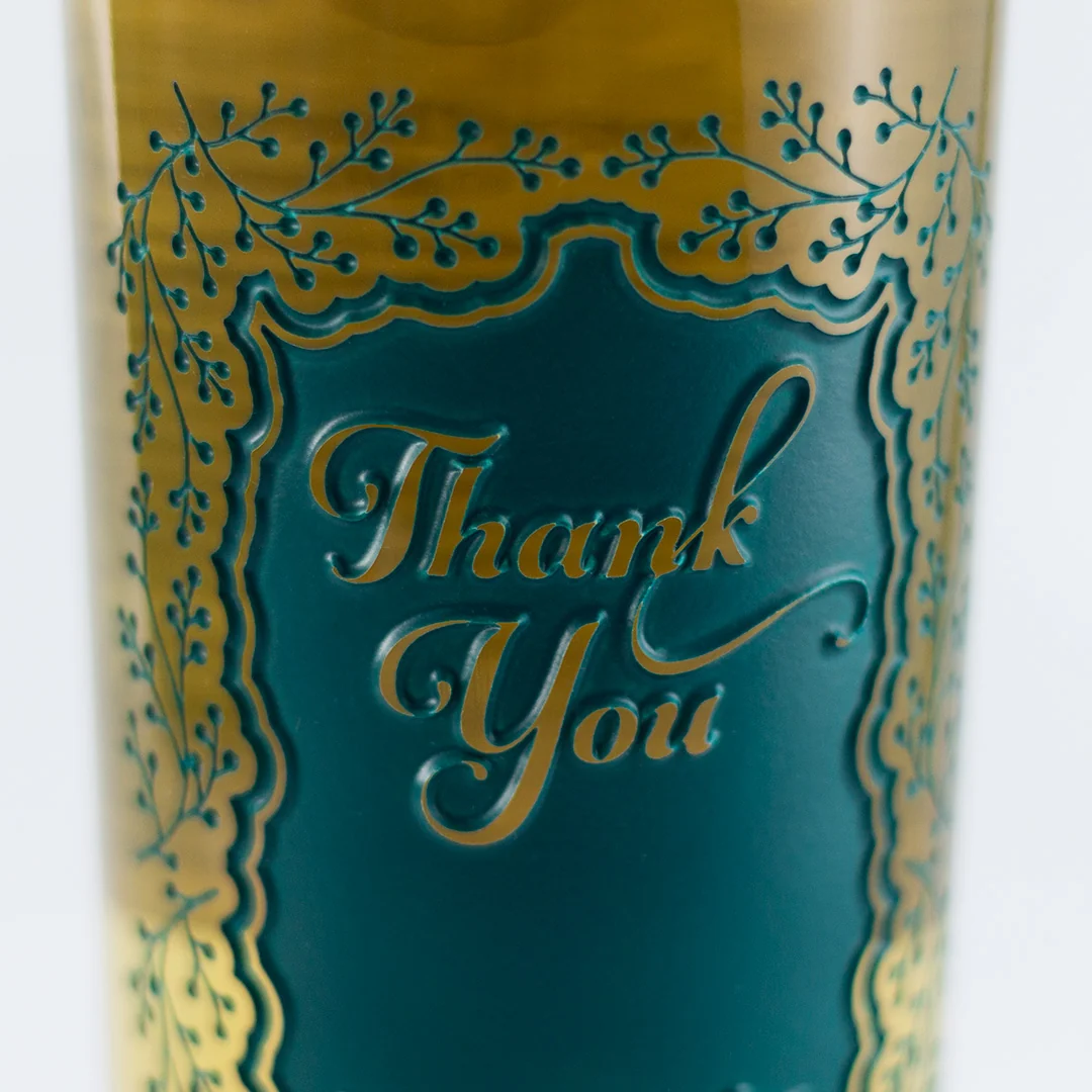 Custom Thank You Foliage Frame Chardonnay Etched Wine - Image 4