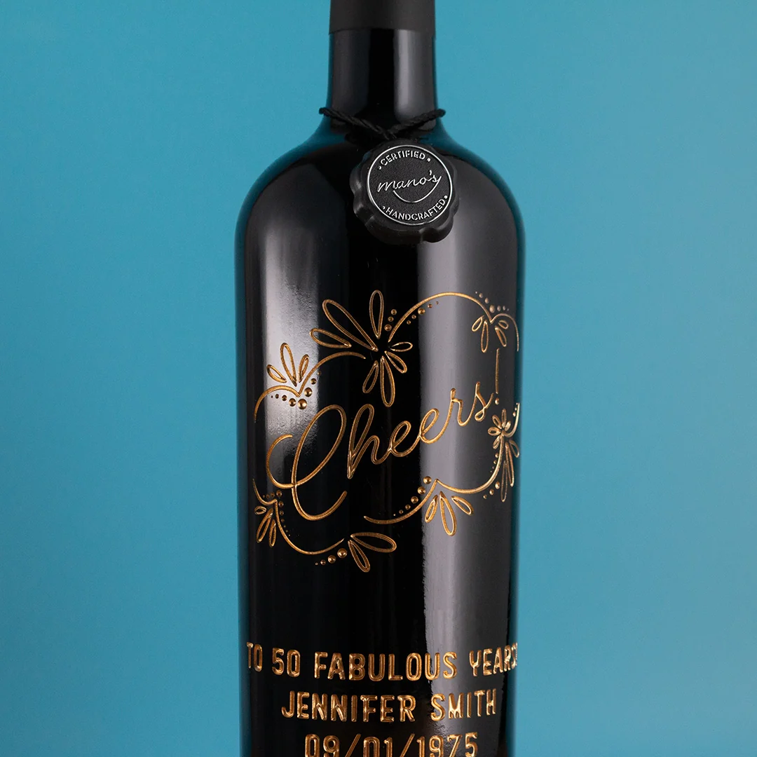 Decorative Cheers! Custom Etched Wine - Image 3