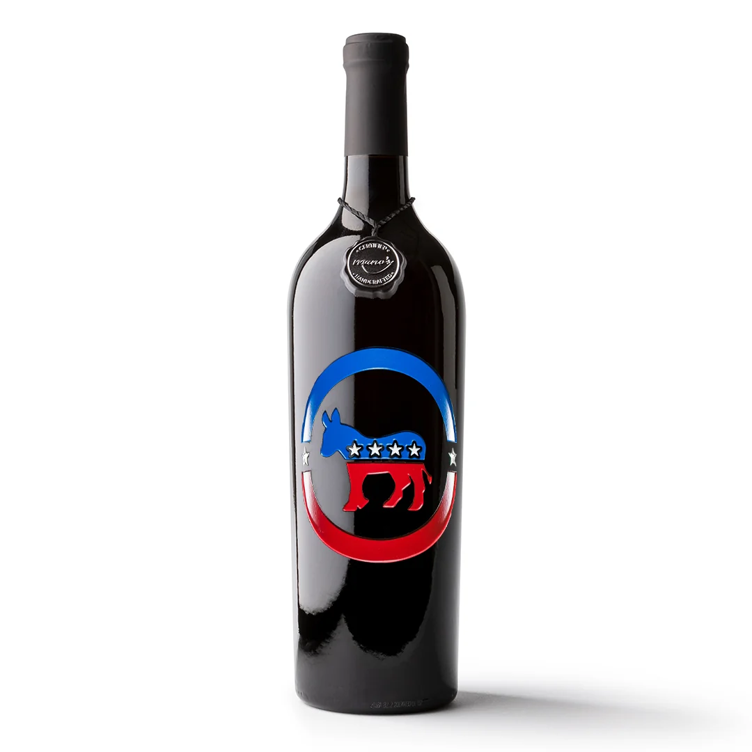 Democrat Etched Wine Bottle