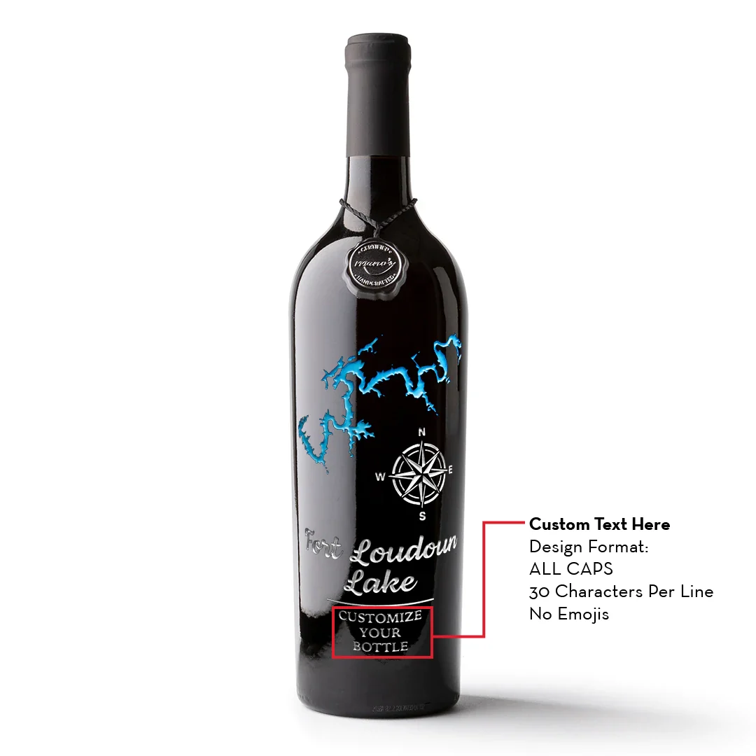 Fort Loudon Lake Custom Etched Wine - Image 2