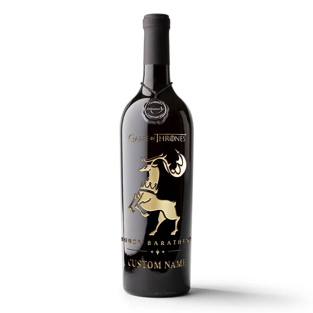 Game of Thrones House Baratheon Custom Name Etched Wine
