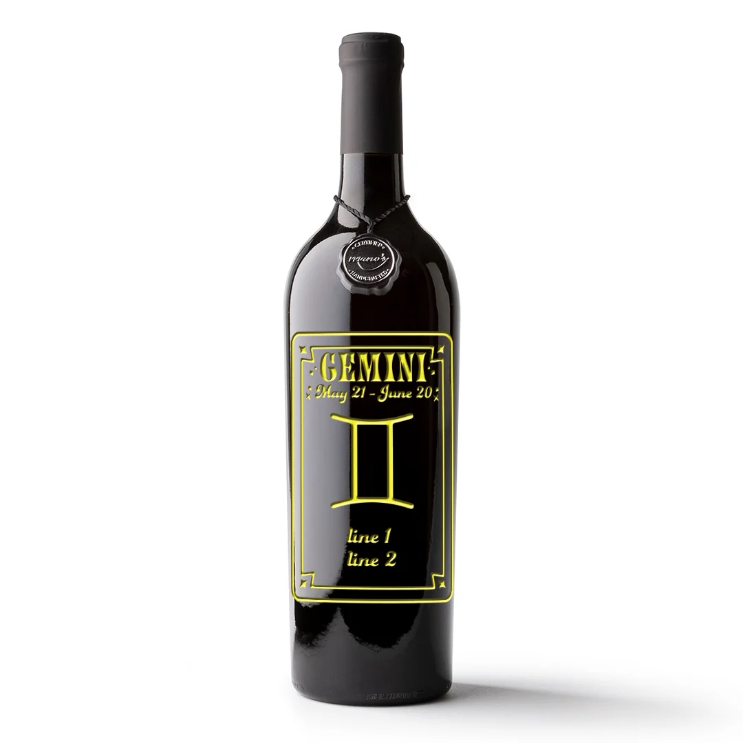 Gemini Custom Etched Wine Bottle - Image 5