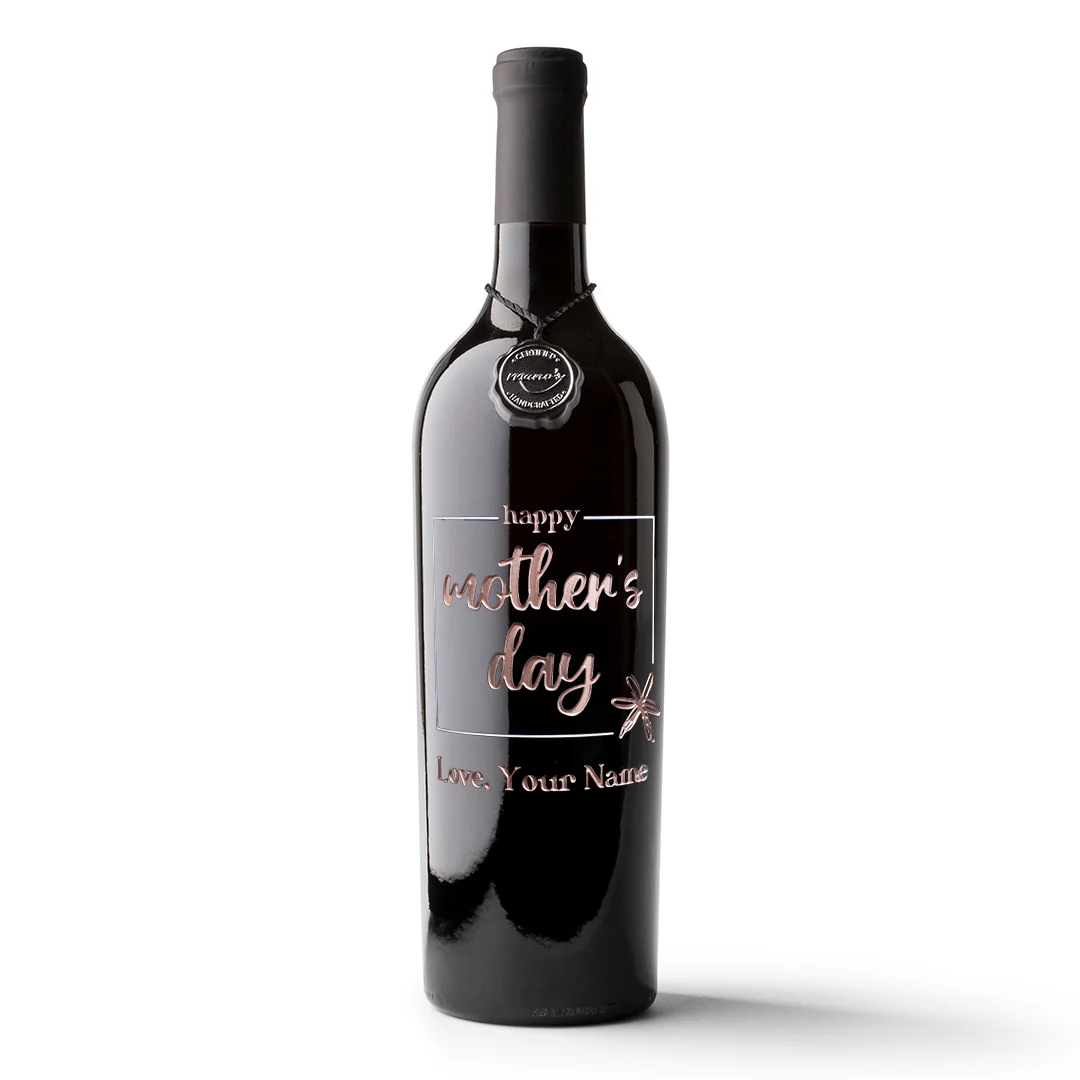 Happy Mother's Day Custom Etched Wine - Image 2