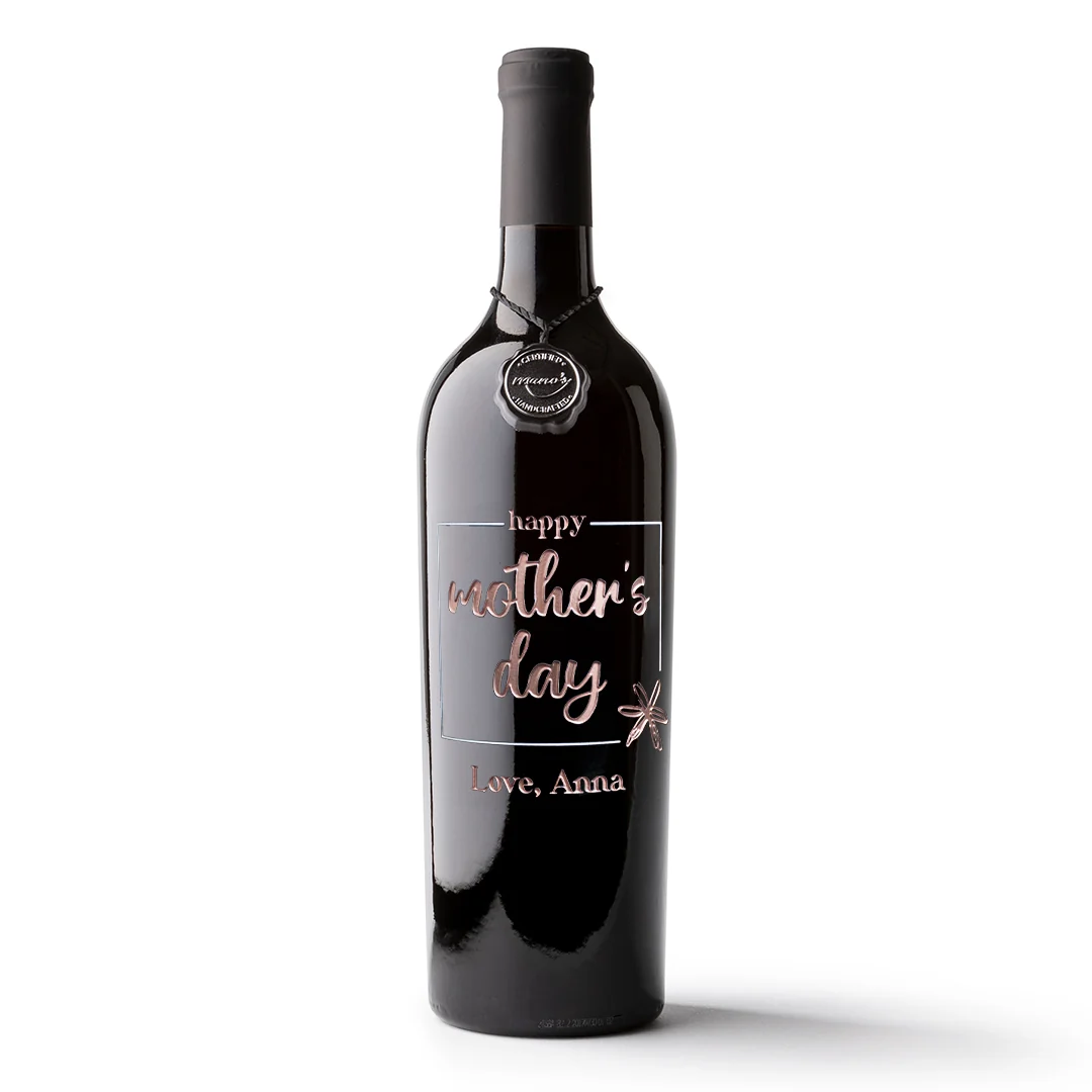 Happy Mother's Day Custom Etched Wine - Image 3