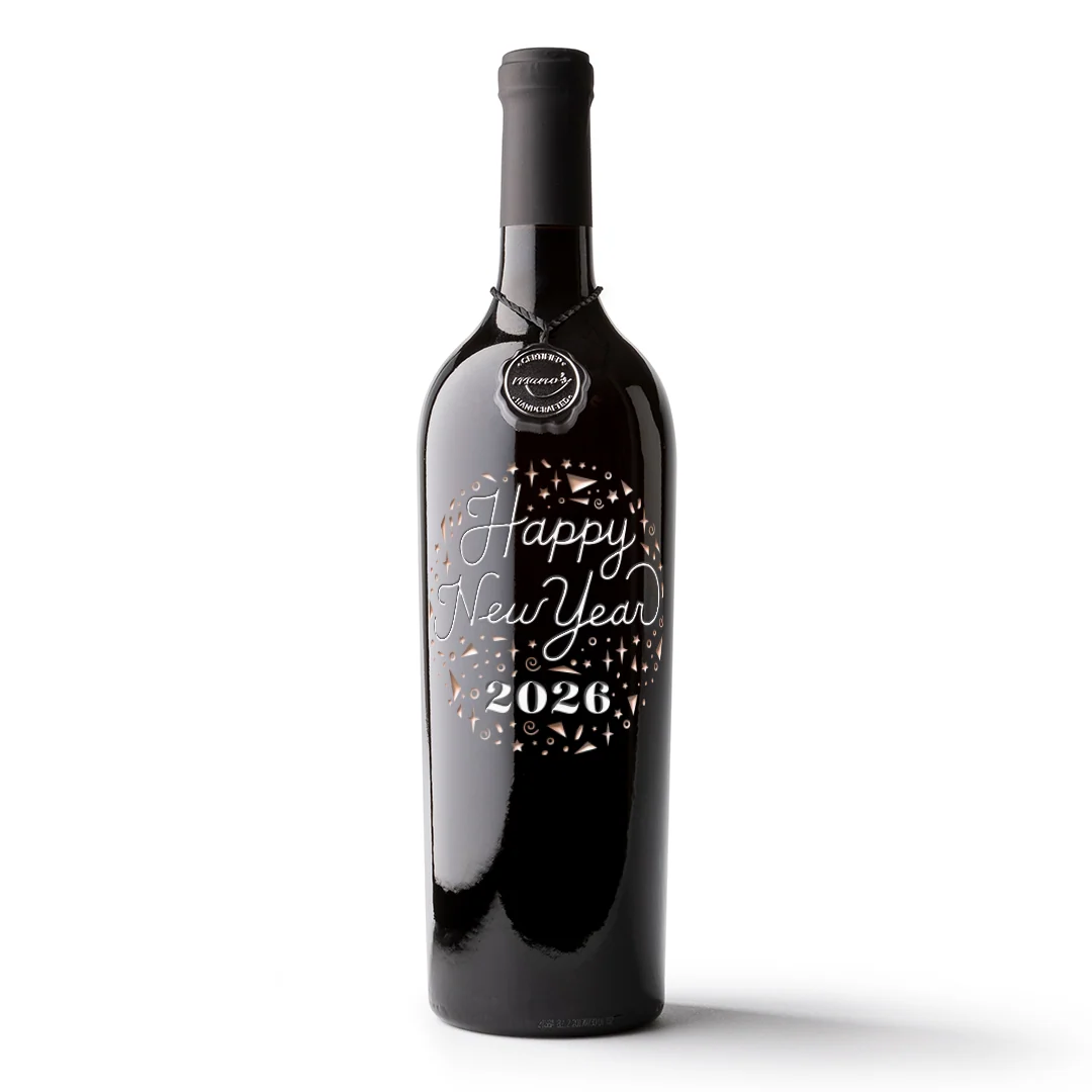 Happy New Years Eve Confetti Etched Wine
