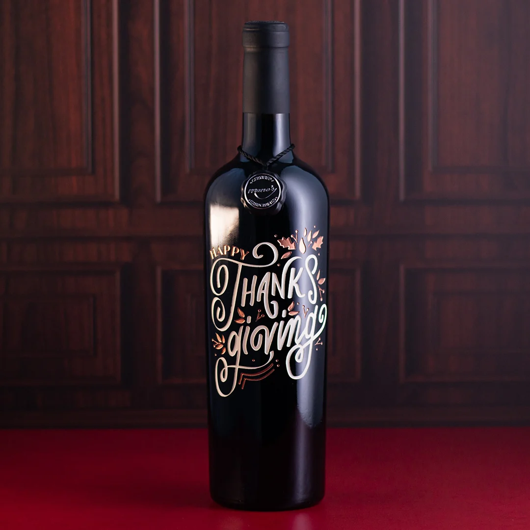 Happy Thanksgiving Etched Wine - Image 3