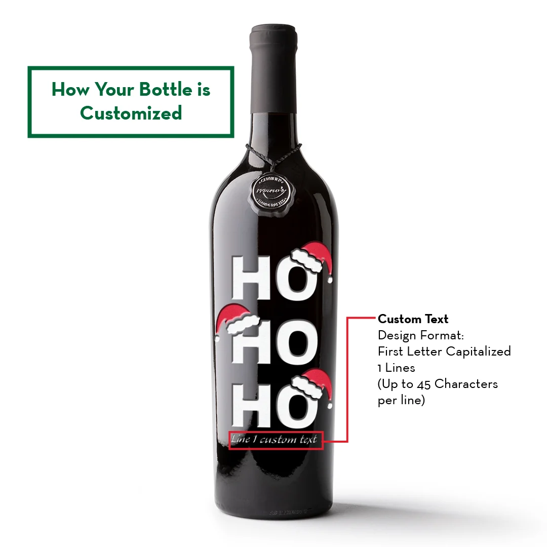 Ho Ho Ho Custom Etched Wine Bottle - Image 3