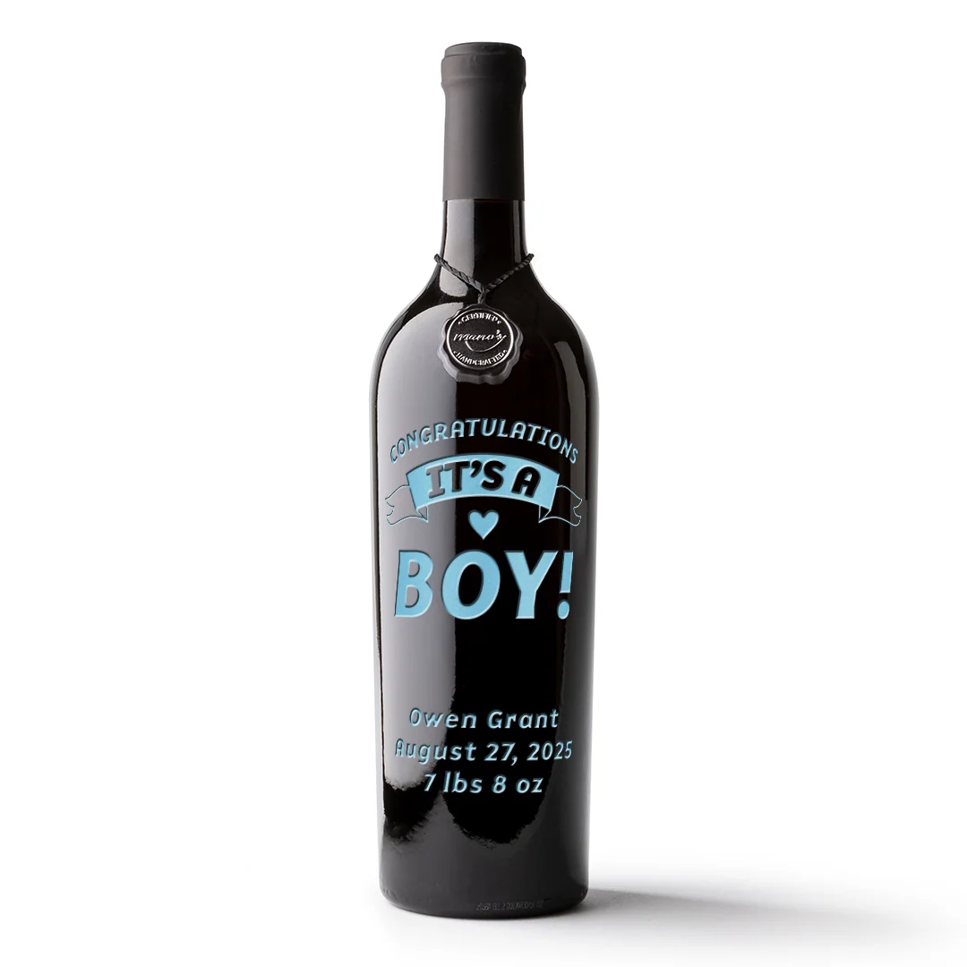 It's a Boy Banner Custom Etched Wine - Image 5