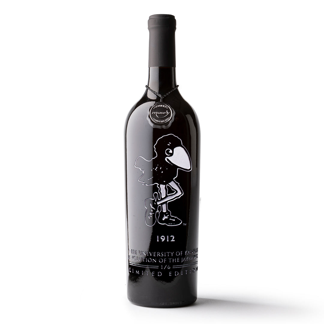 University of Kansas Evolution 1912 Etched Wine