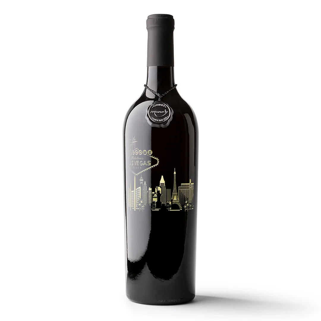 Las Vegas Skyline Etched Wine Bottle