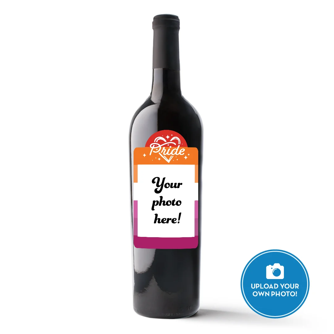 Lesbian Pride Flag Custom Photo Label Wine