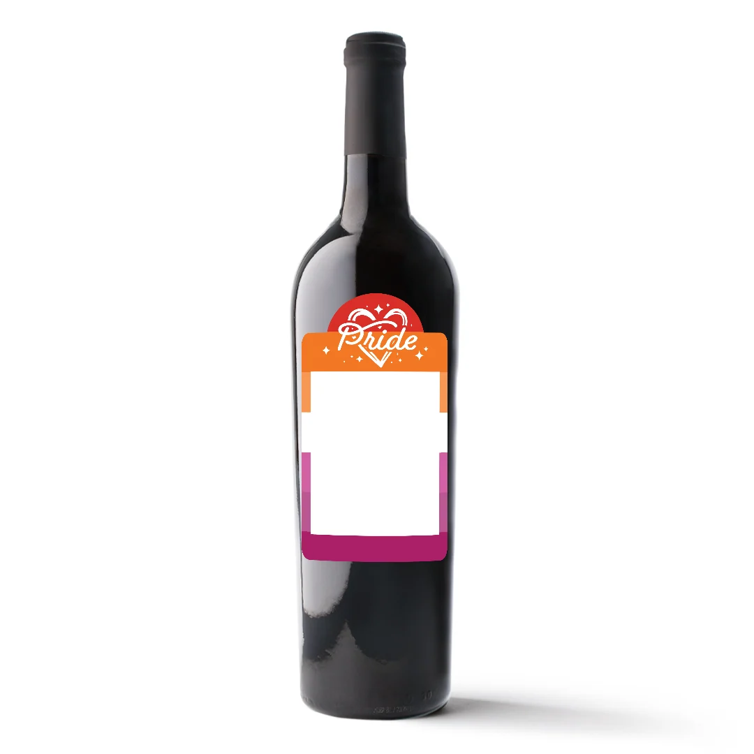 Lesbian Pride Flag Custom Photo Label Wine - Image 3
