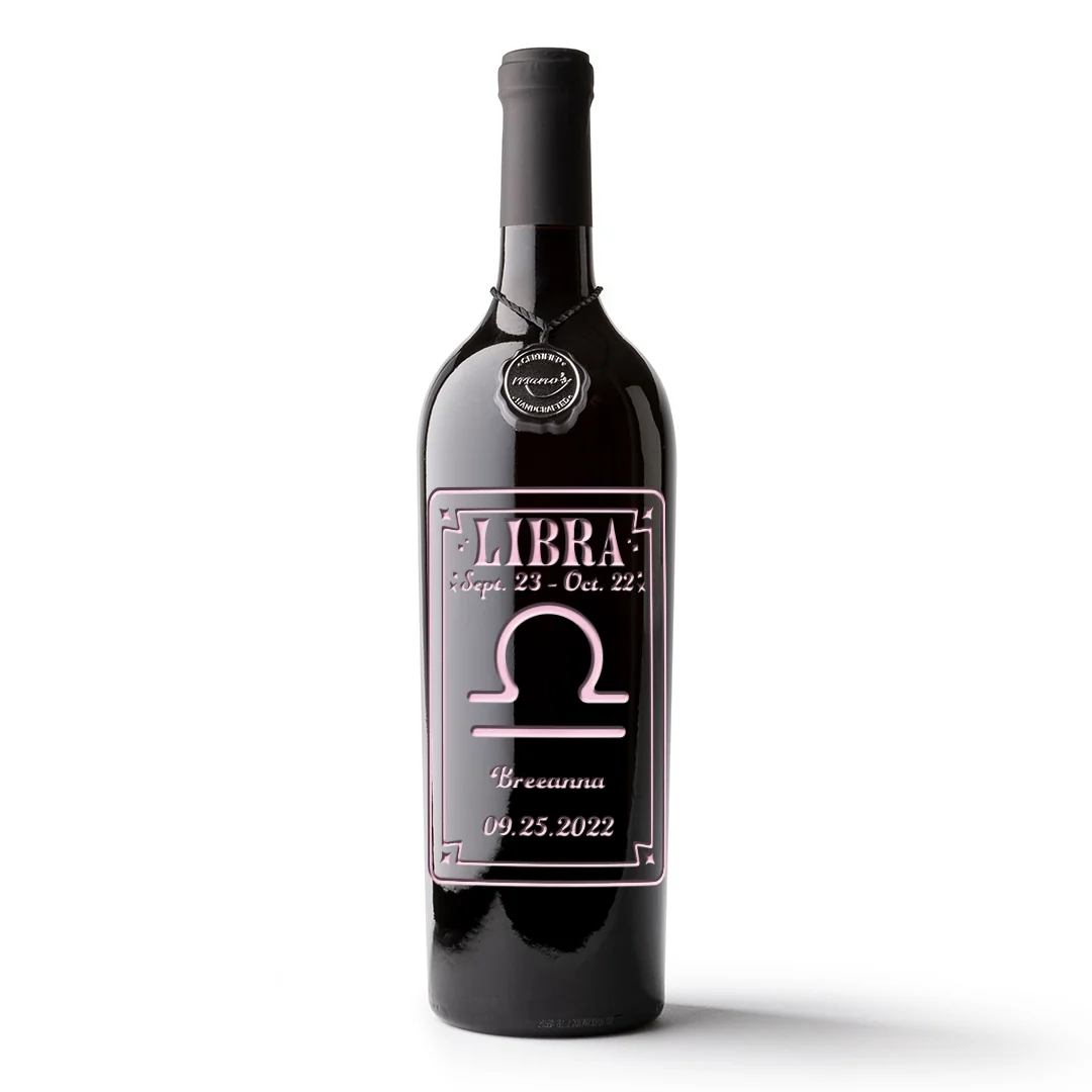 Libra Custom Etched Wine Bottle - Image 3
