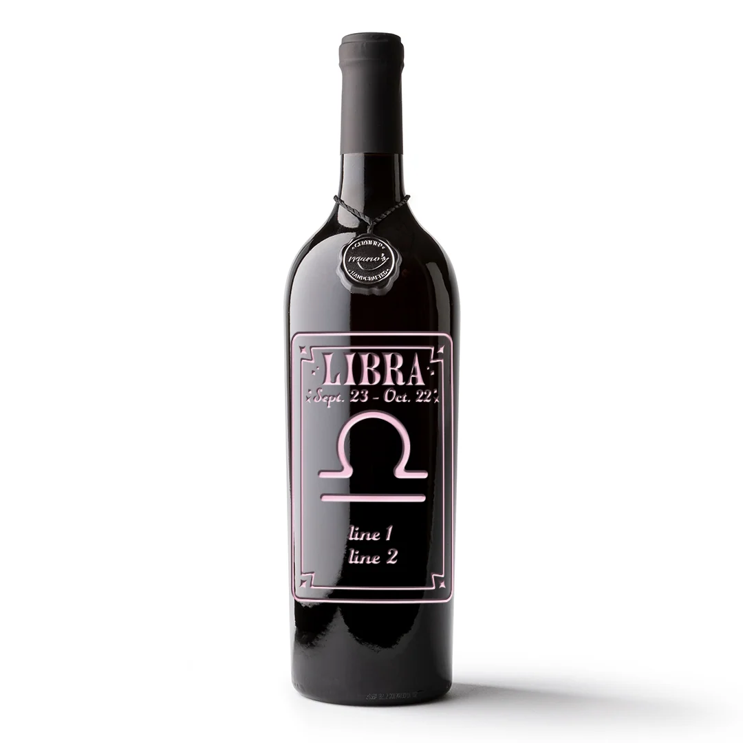 Libra Custom Etched Wine Bottle - Image 4