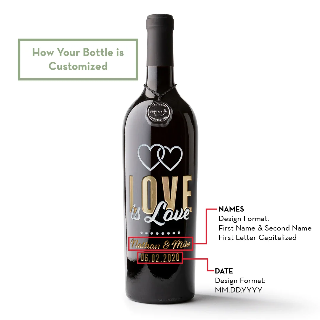 Love is Love Custom Etched Wine - Image 2