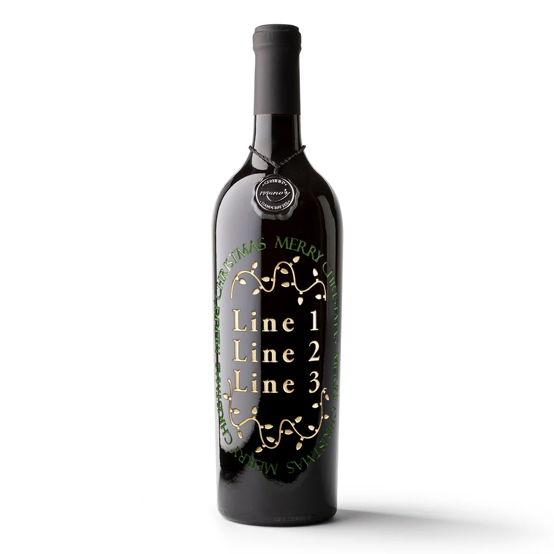 Merry Christmas Lights Custom Etched Wine Bottle - Image 6