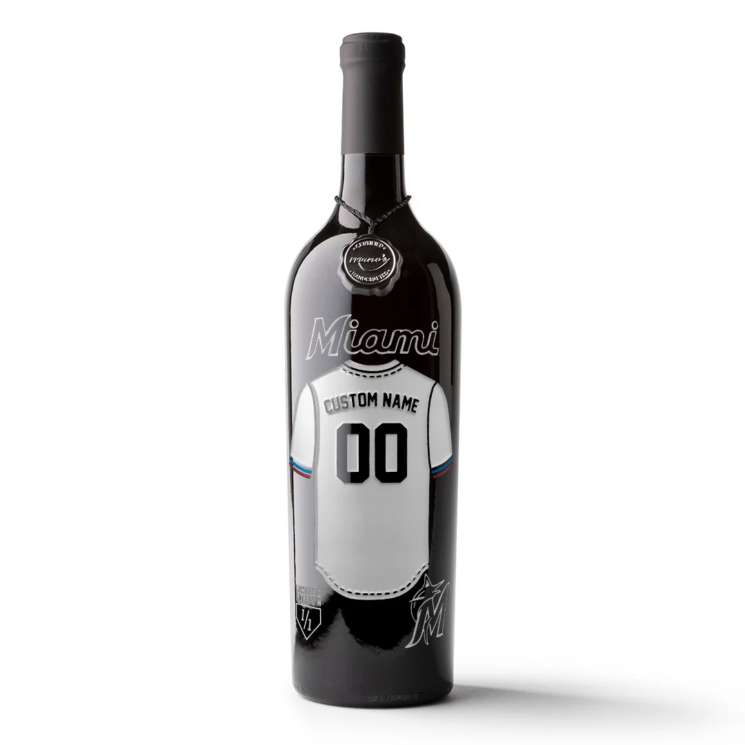 Miami Marlins Custom Jersey Etched Wine - Image 3