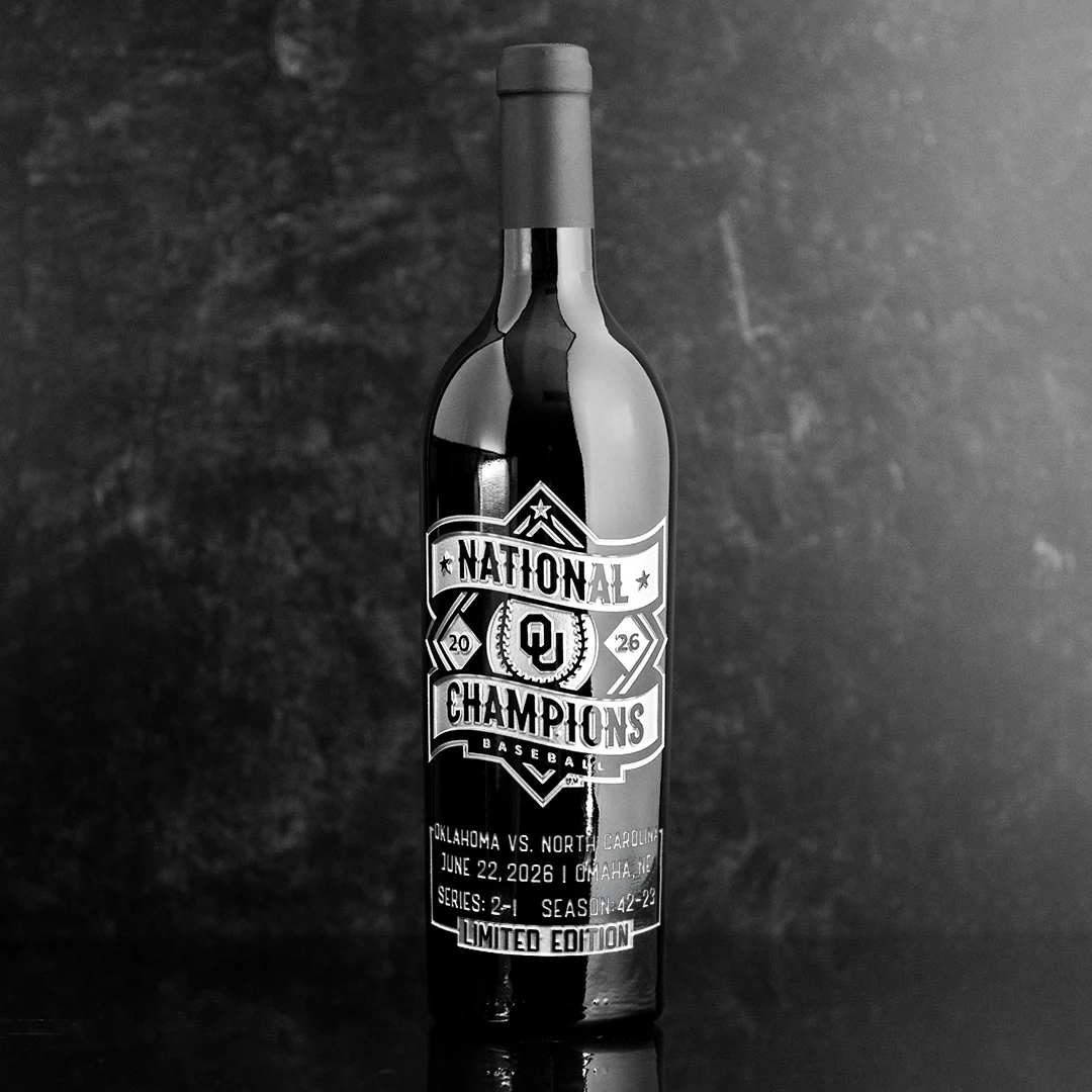 Oklahoma 2026 National Baseball Champions Etched Wine - Image 5