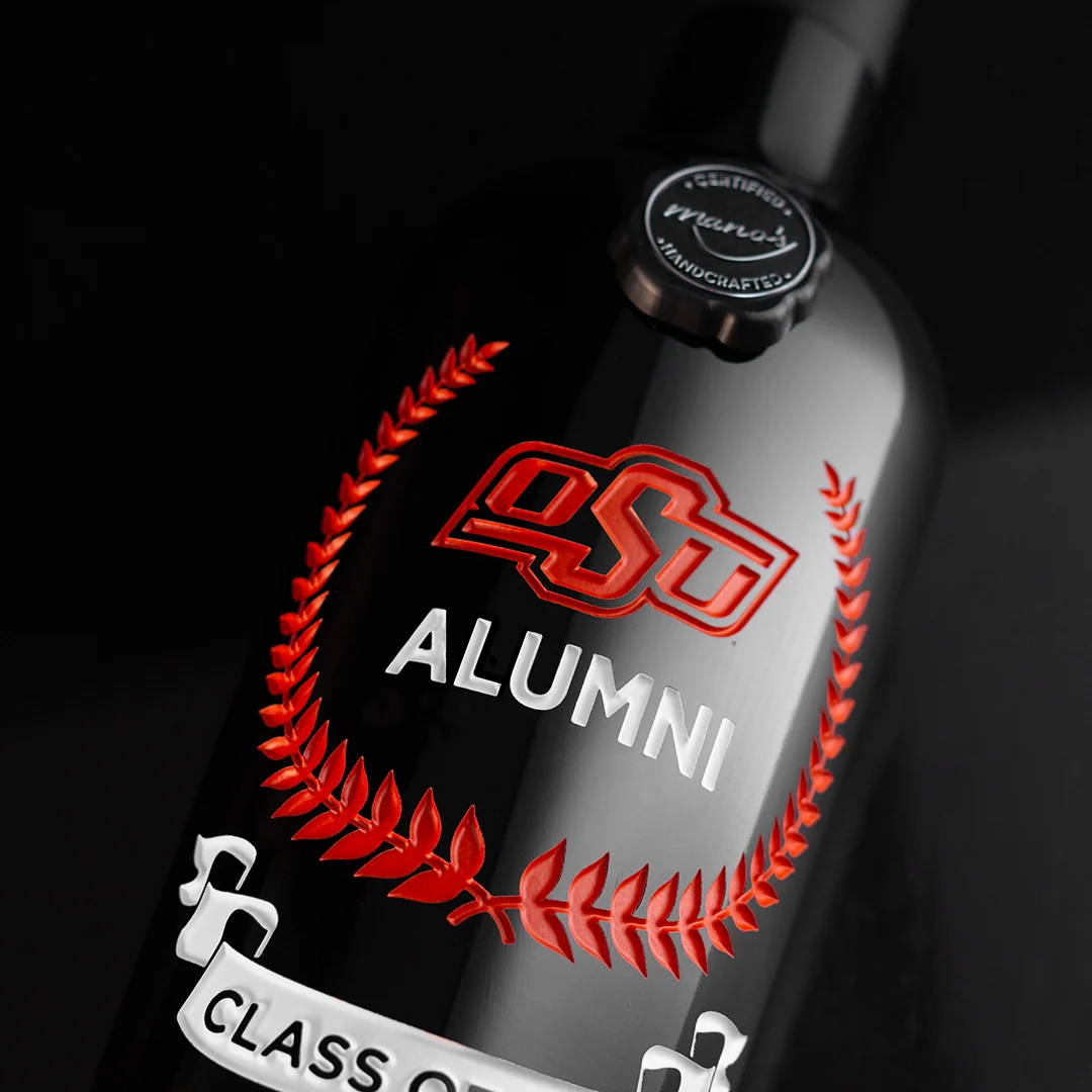 Oklahoma State Custom Alumni Association Etched Wine - Image 2