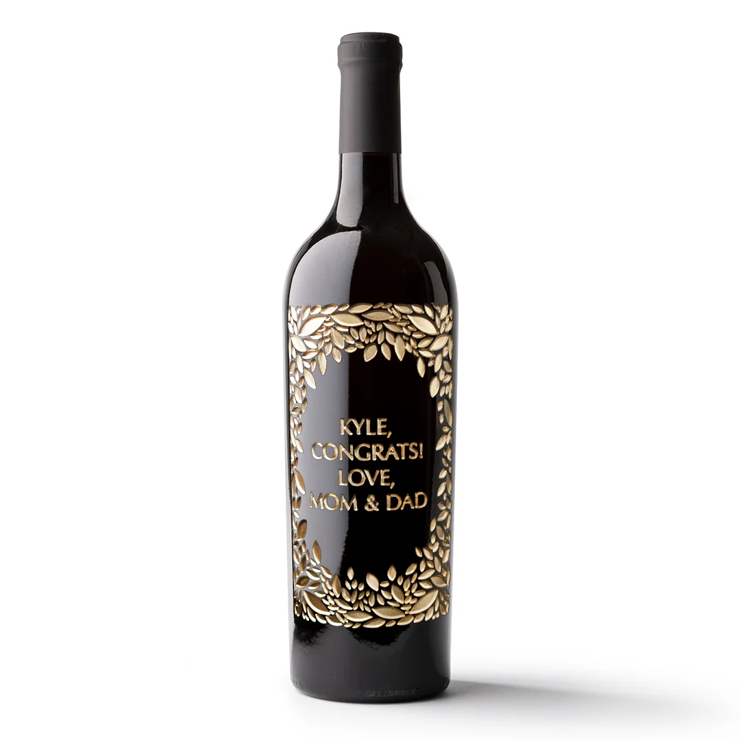 Oval Leaf Custom Etched Wine