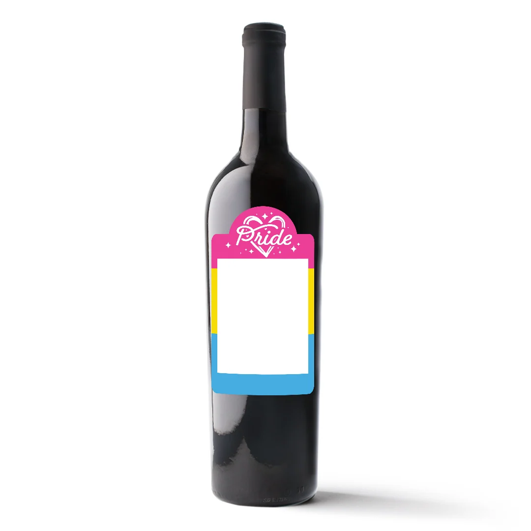 Pansexual Pride Flag Custom Photo Label Wine - Image 2