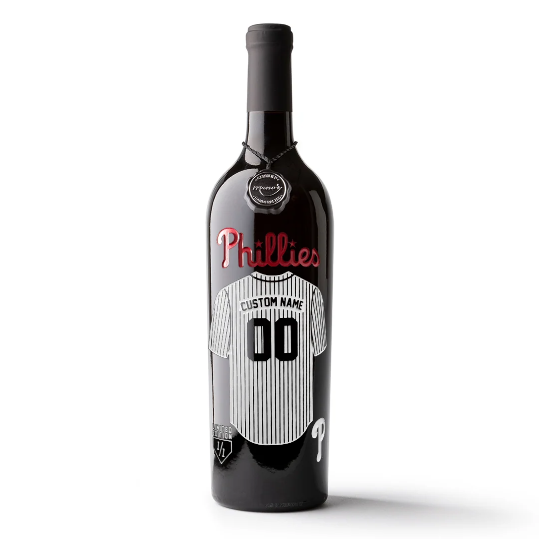 Philadelphia Phillies Custom Jersey Etched Wine - Image 3