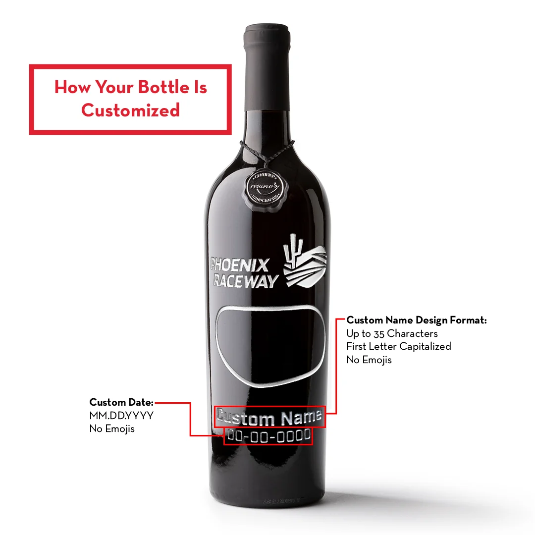 Phoenix Raceway Custom Name Etched Wine - Image 2