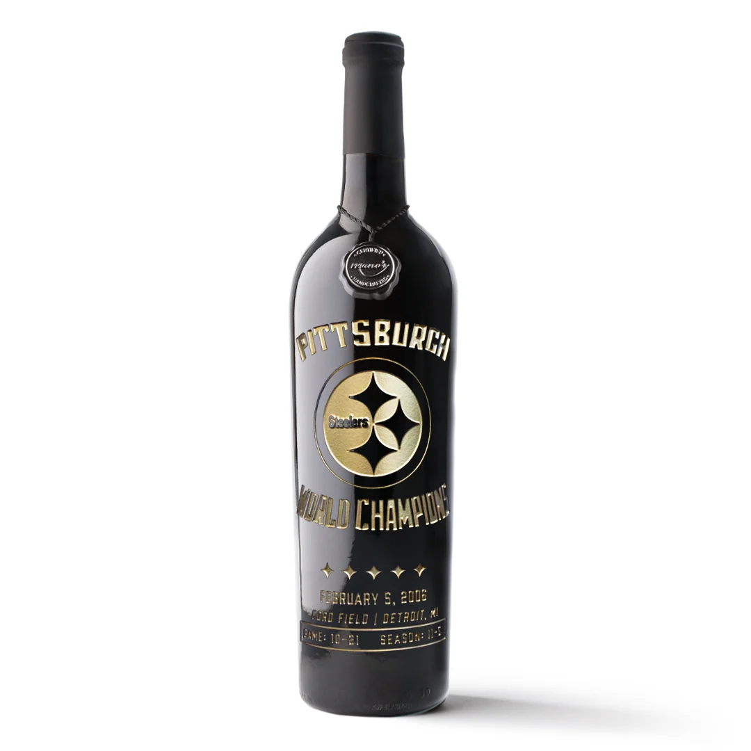 Pittsburgh Steelers 2005 Championship Etched Wine