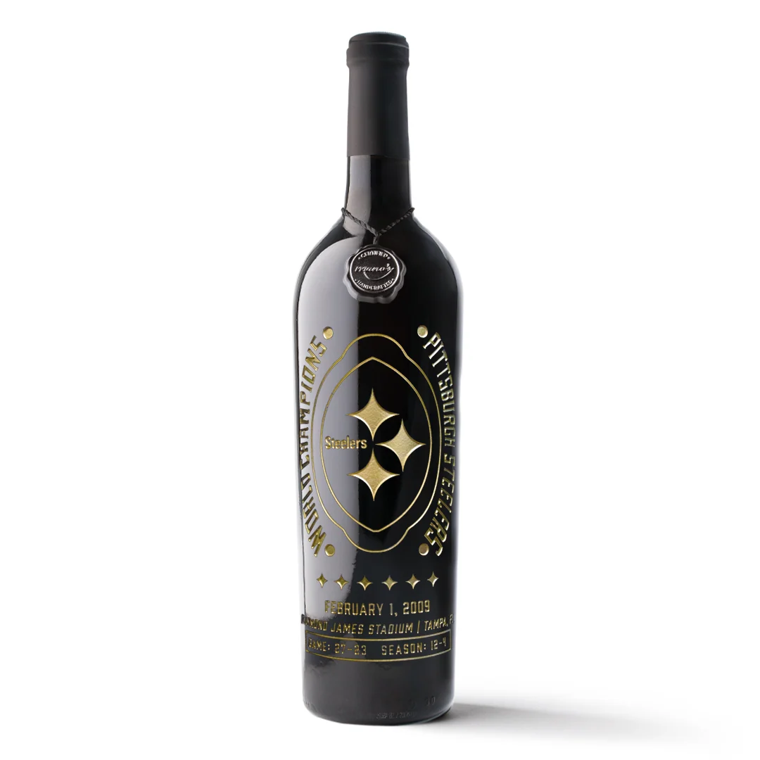 Pittsburgh Steelers 2008 Championship Etched Wine
