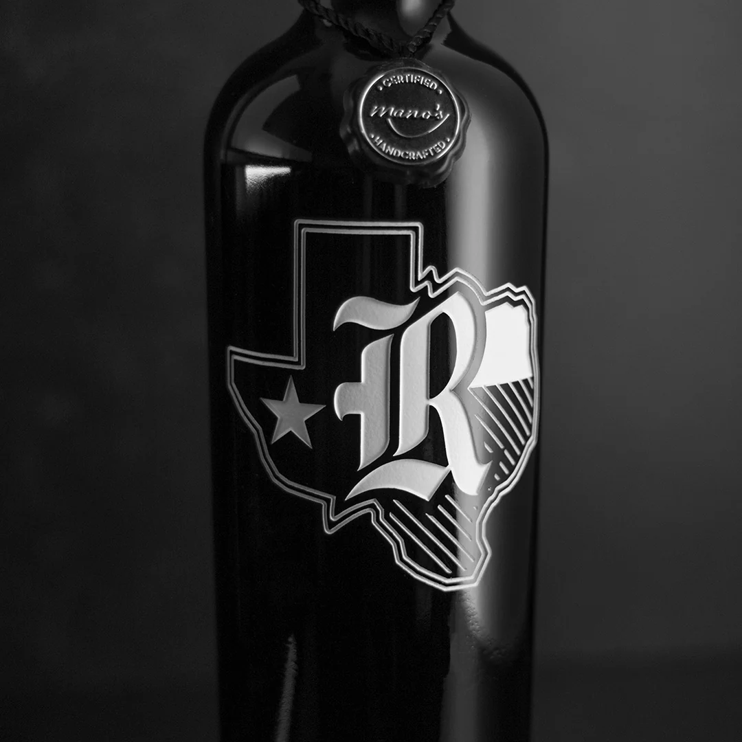 Rice University Texas Outline Etched Wine - Image 2