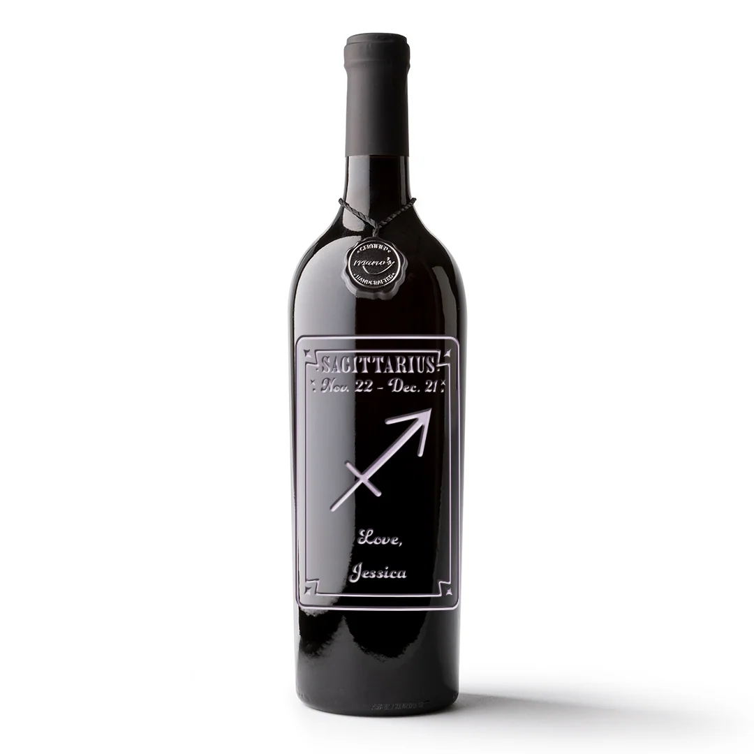Sagittarius Custom Etched Wine Bottle - Image 3