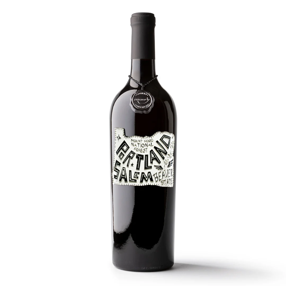 State of Oregon Etched Wine Bottle