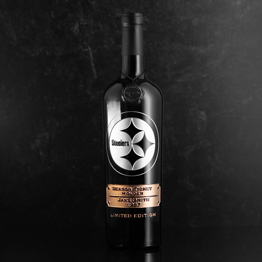 Steelers Custom Season Ticket Holder Etched Bottle