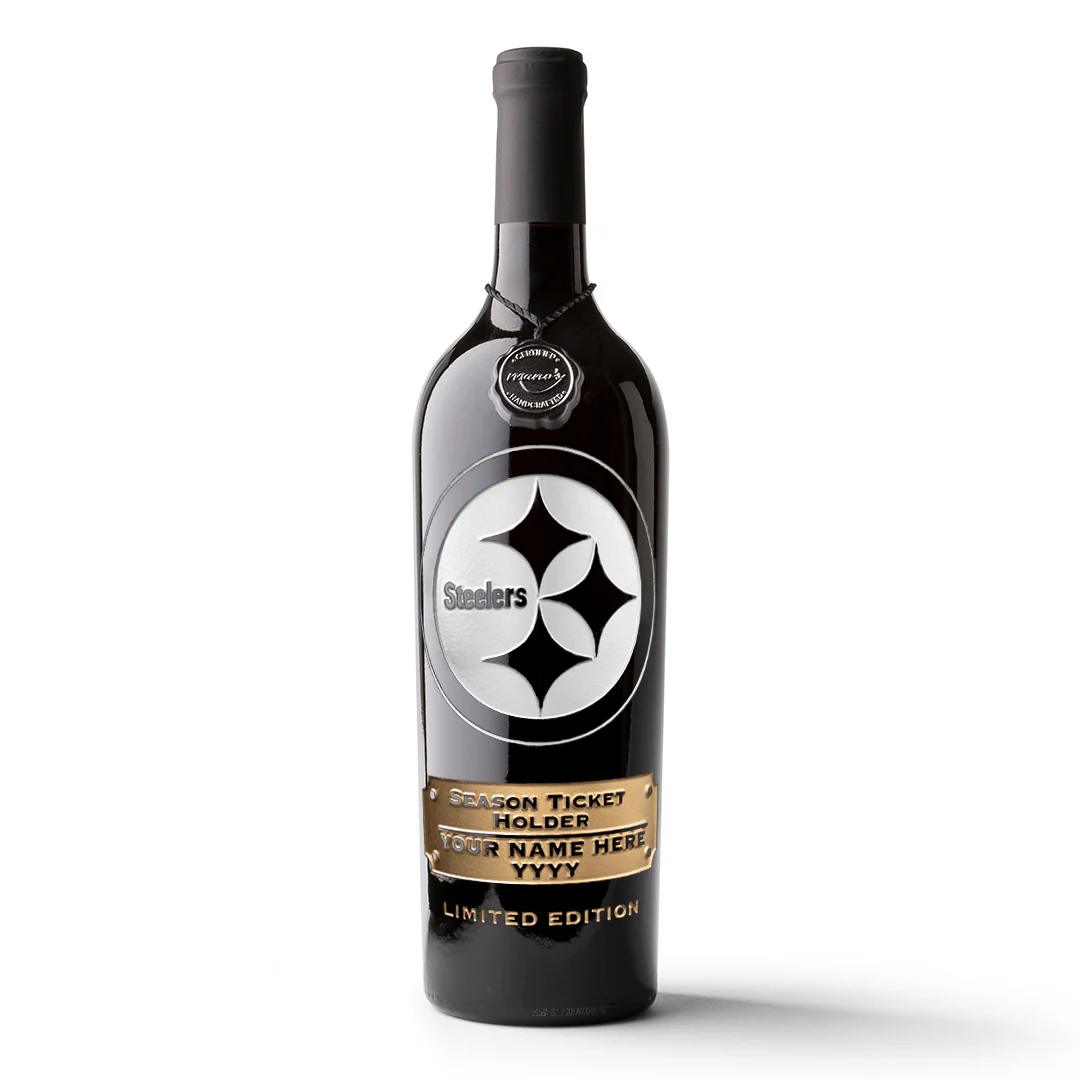 Steelers Custom Season Ticket Holder Etched Bottle - Image 5