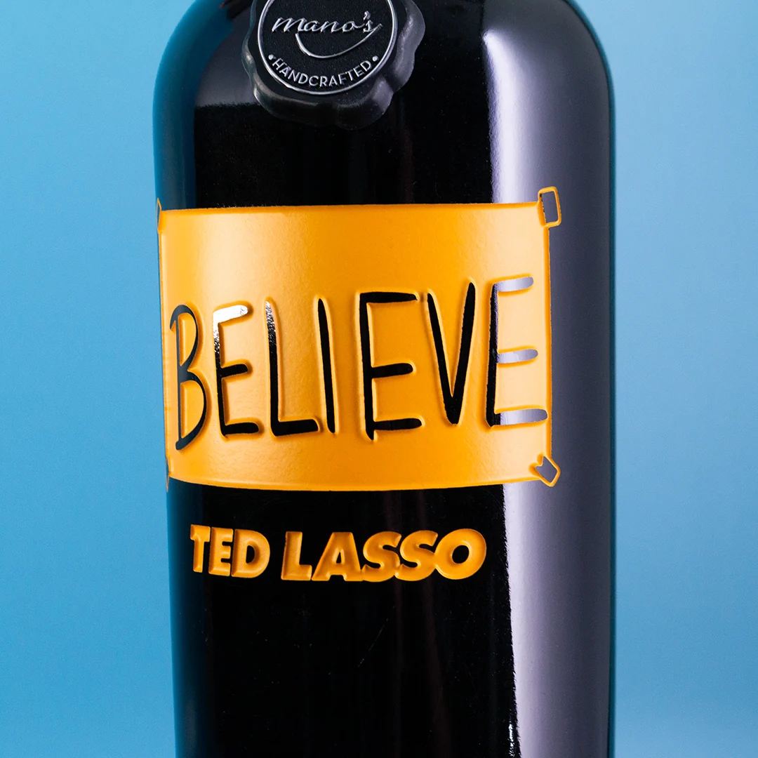 Ted Lasso Believe Poster Etched Wine - Image 3