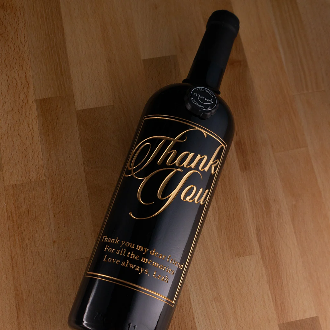Thank You Script Custom Etched Wine - Image 3