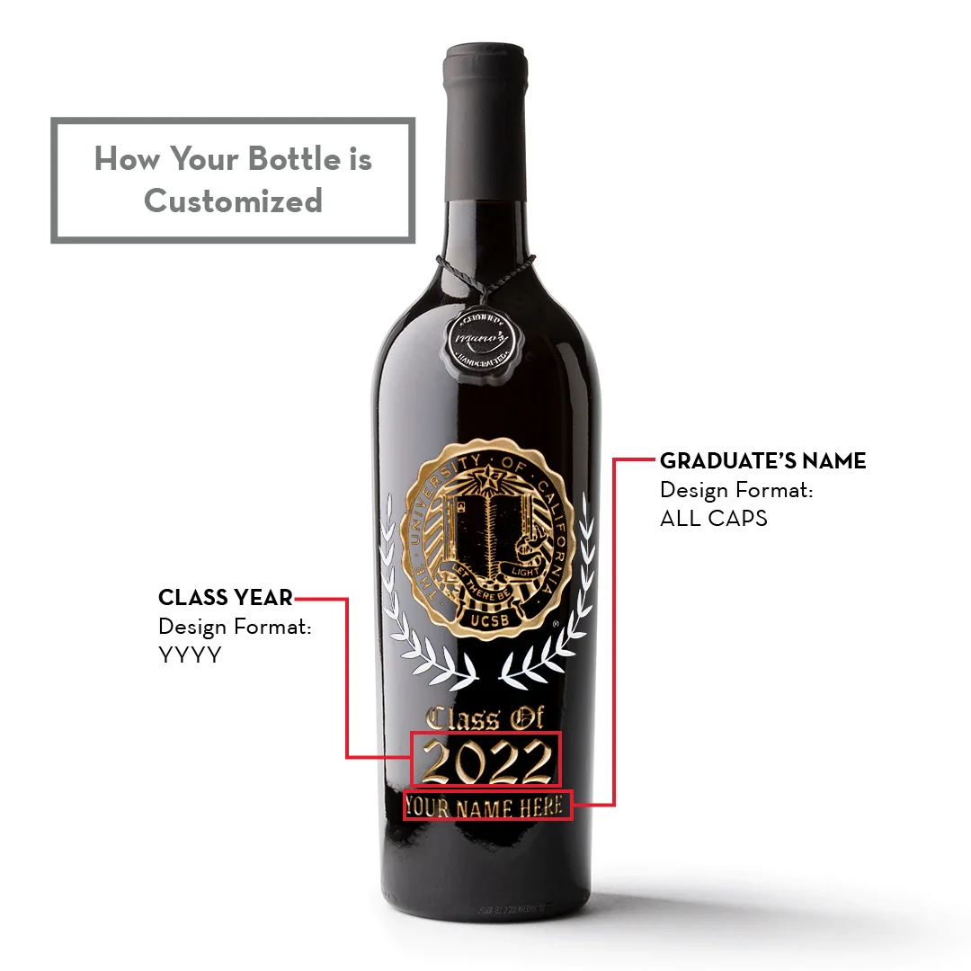 UC Santa Barbara Commemorative Graduate Etched Wine - Image 3